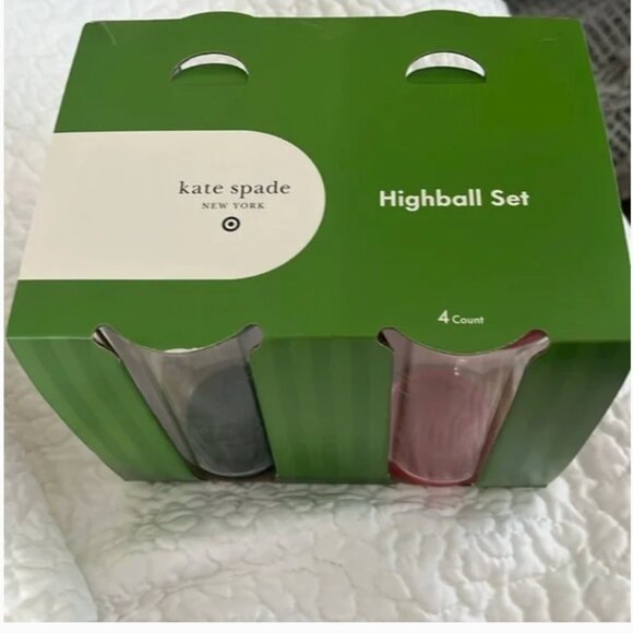 kate spade x Target Acrylic Highball Drinkware cups Set of 4 new in box - Picture 5 of 5